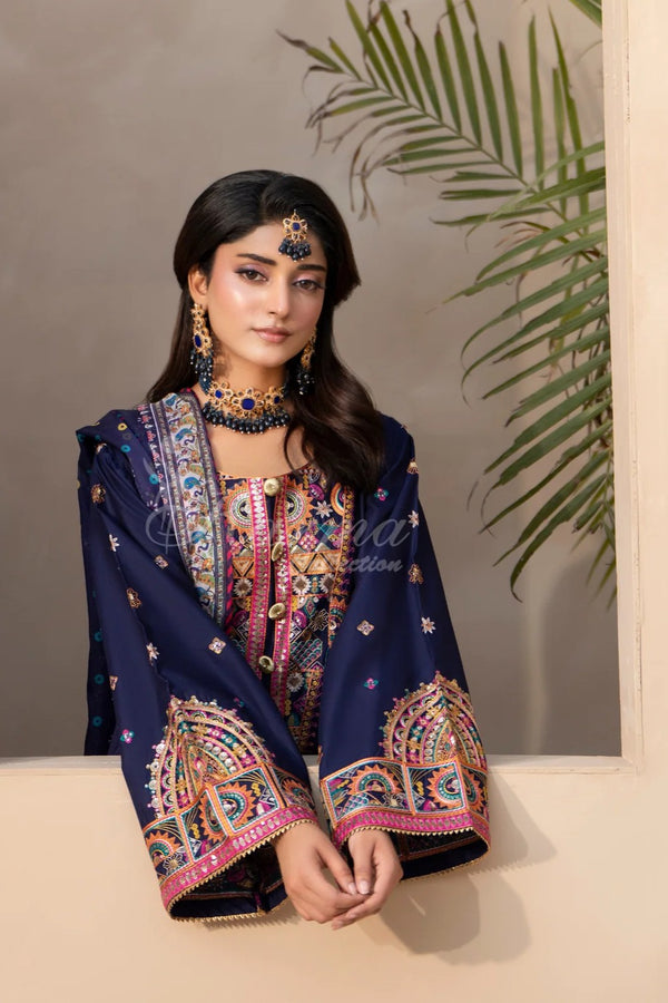 Karma Embroidered Cotton 3 Piece Farshi Shalwar Suit KAR165