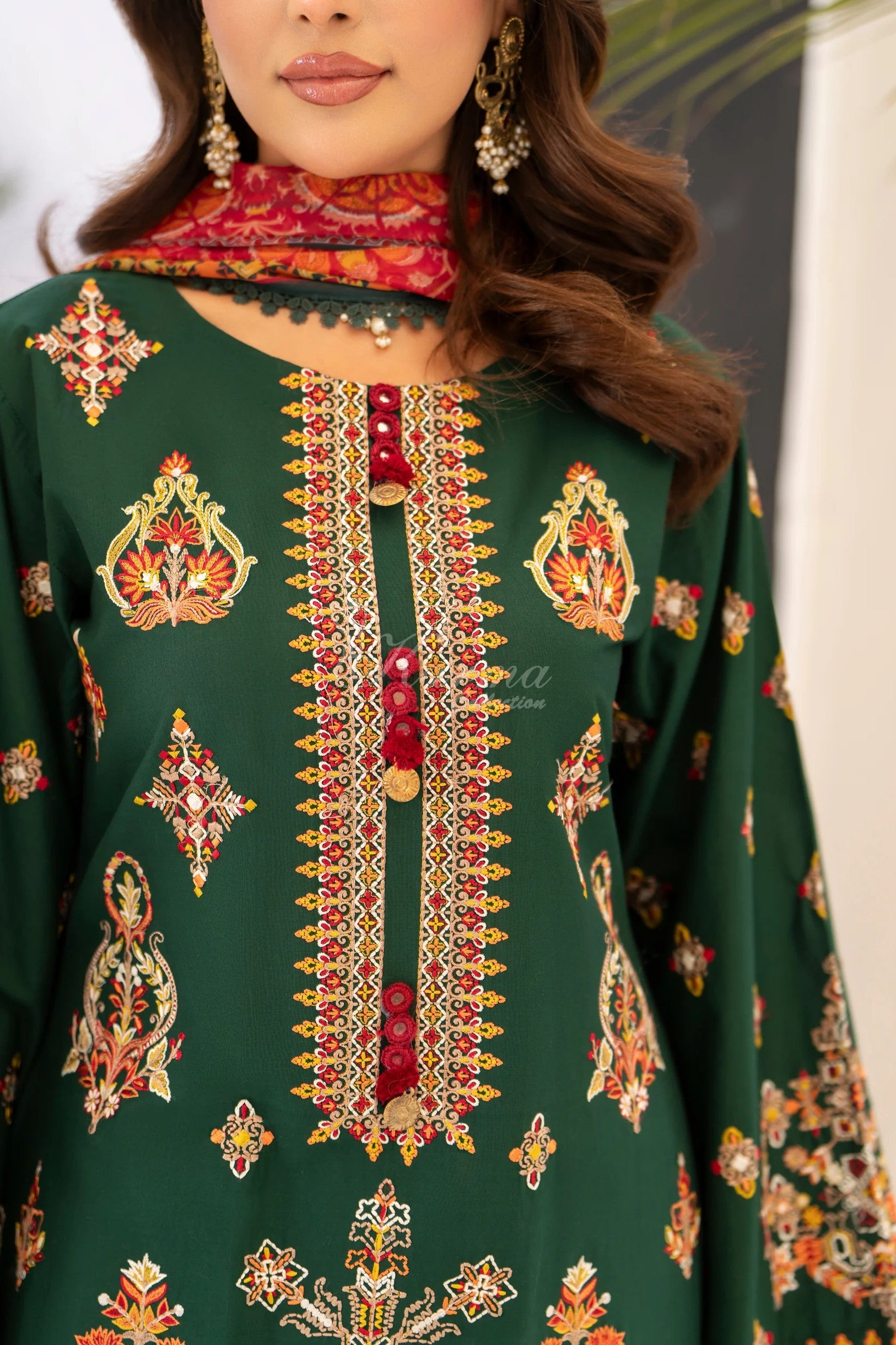 Karma Embroidered Cotton 3 Piece Farshi Shalwar Suit KAR174