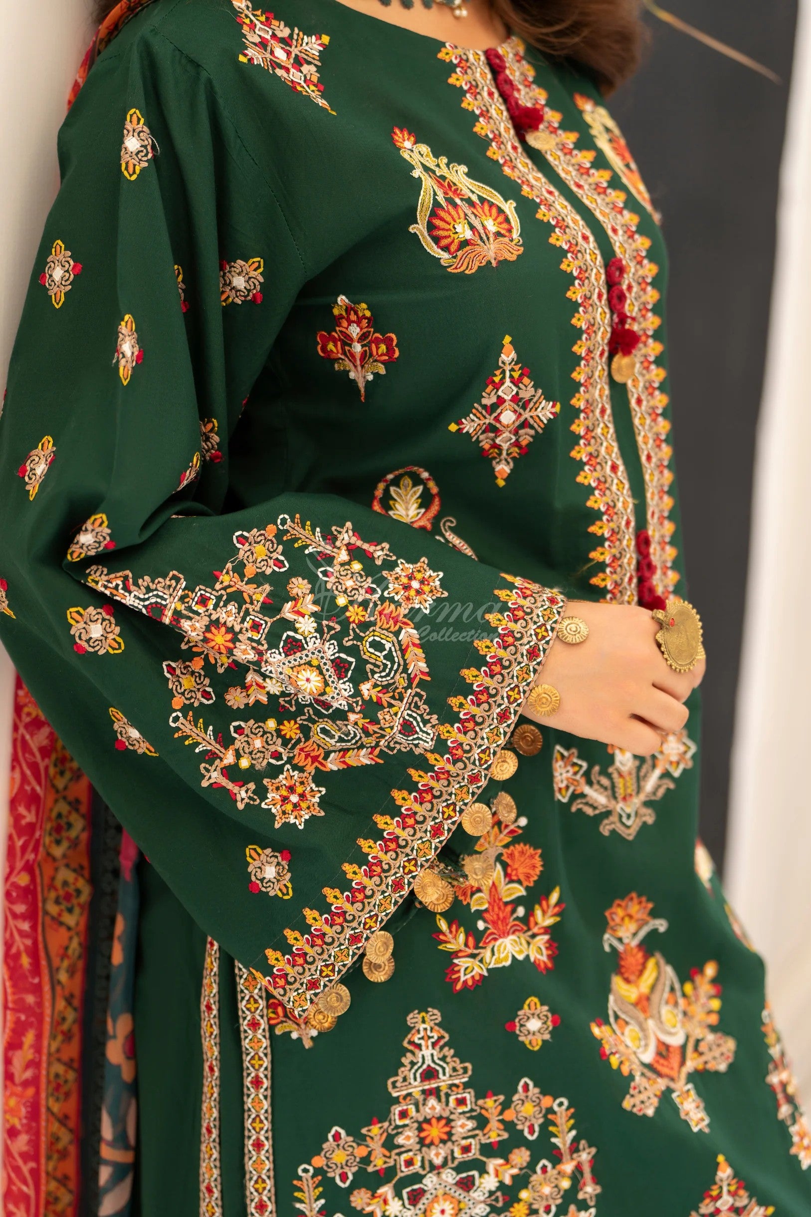 Karma Embroidered Cotton 3 Piece Farshi Shalwar Suit KAR174