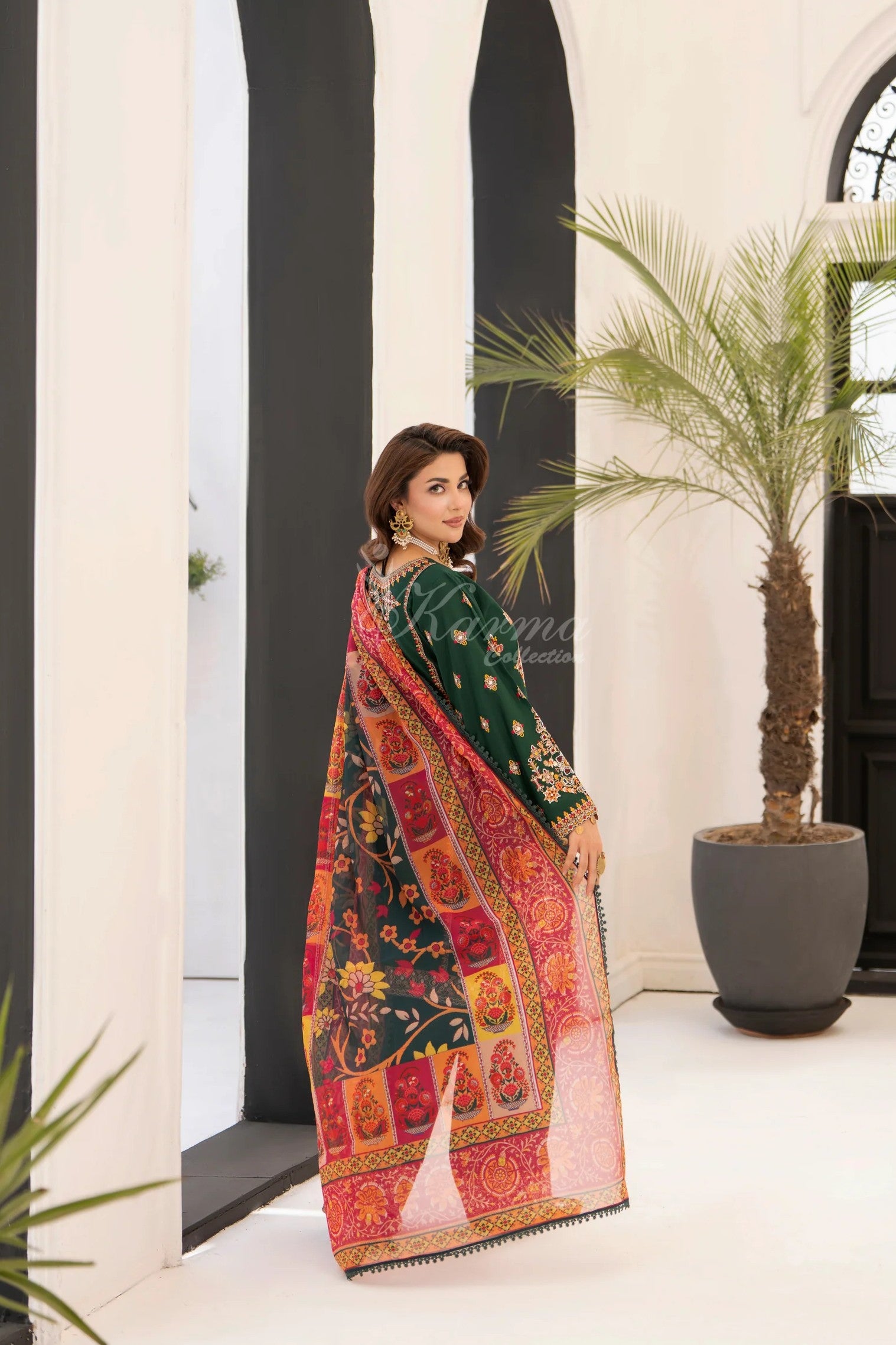 Karma Embroidered Cotton 3 Piece Farshi Shalwar Suit KAR174