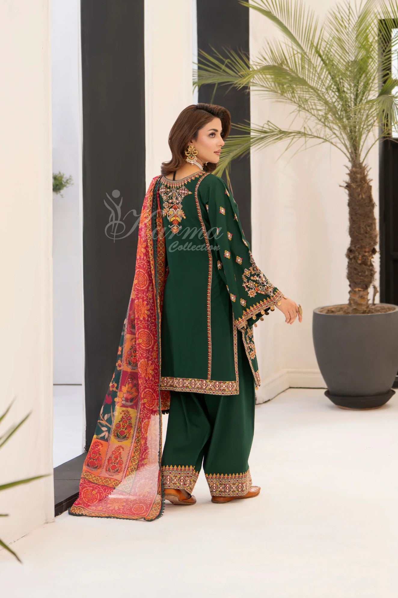 Karma Embroidered Cotton 3 Piece Farshi Shalwar Suit KAR174
