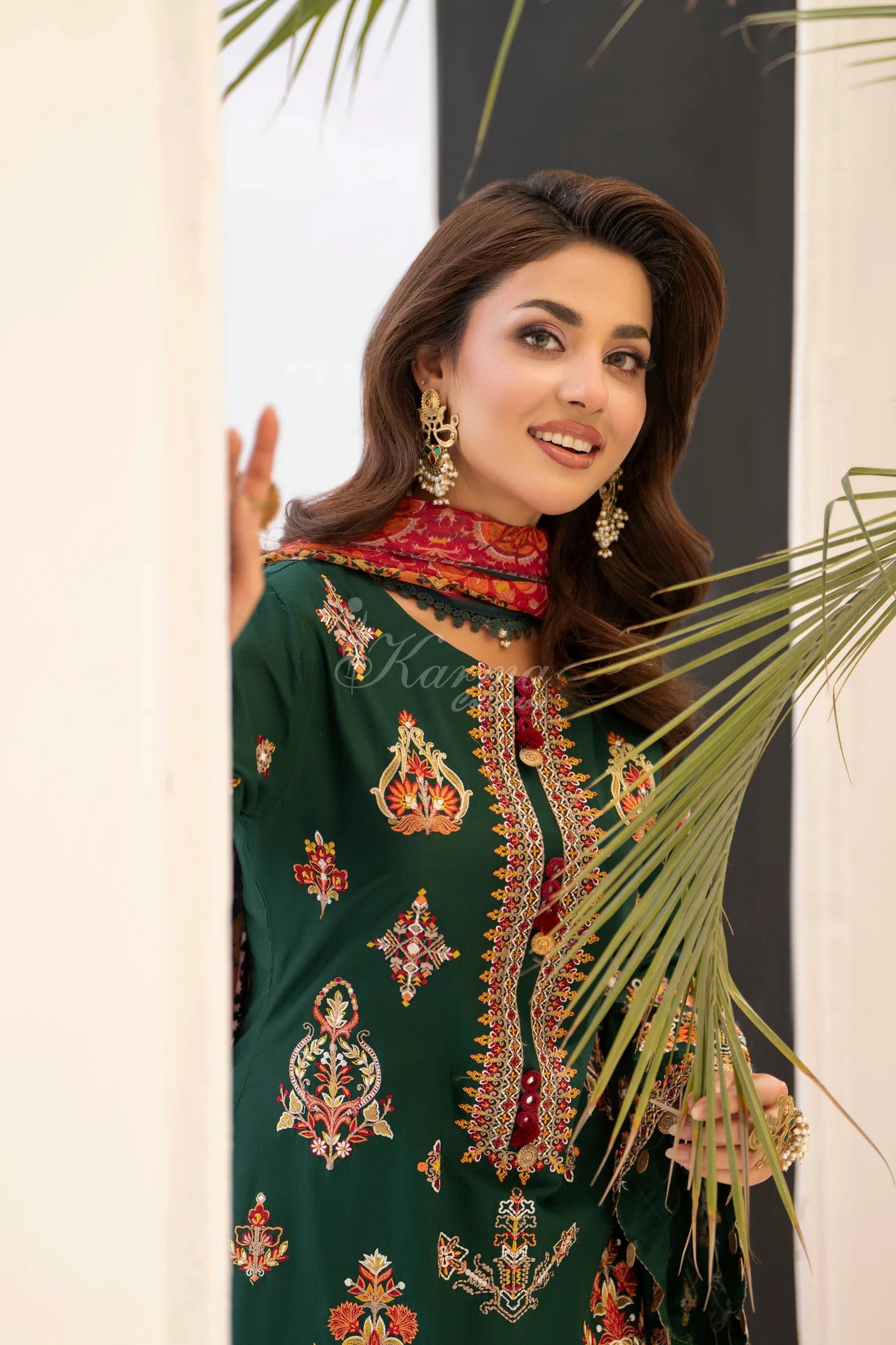 Karma Embroidered Cotton 3 Piece Farshi Shalwar Suit KAR174