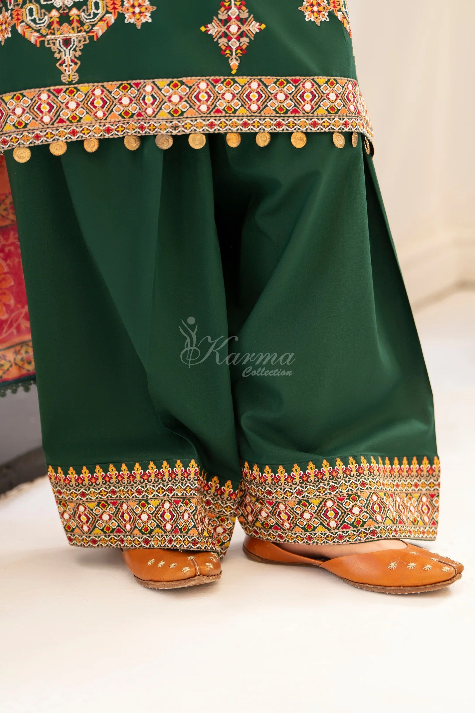 Karma Embroidered Cotton 3 Piece Farshi Shalwar Suit KAR174