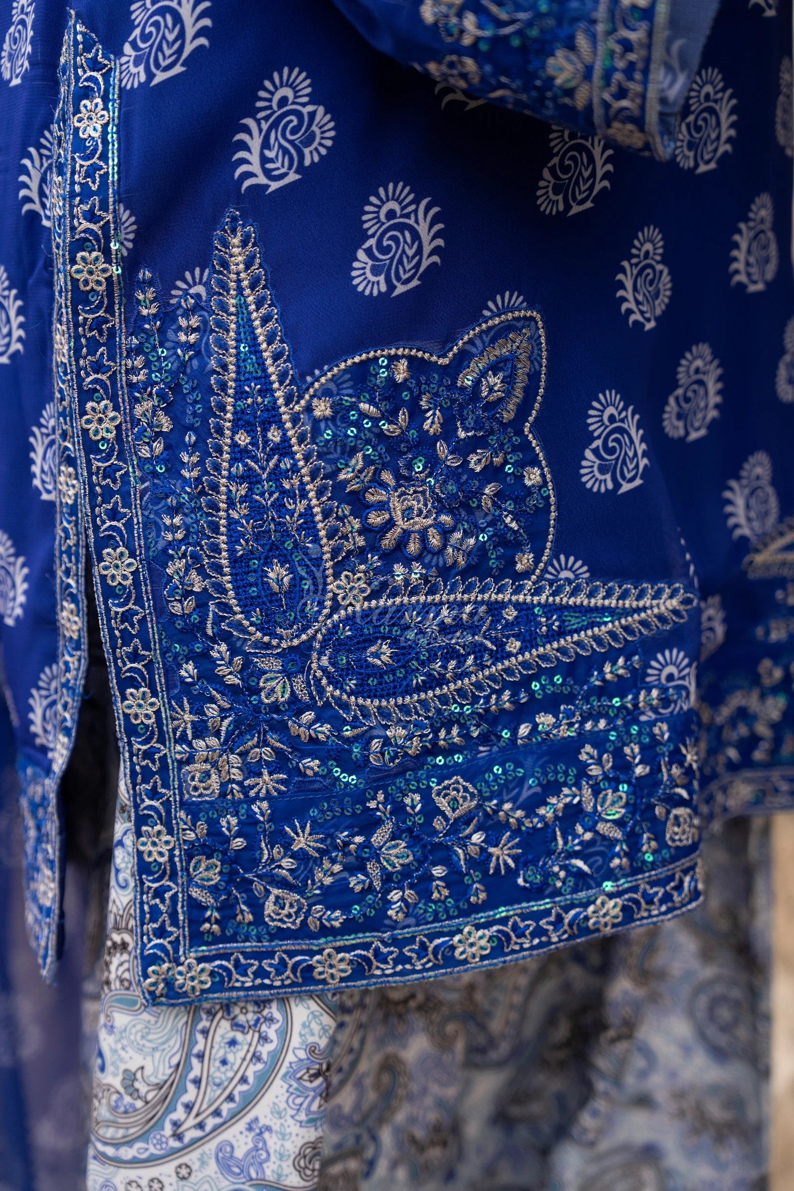 Karma Embroidered Georgette Chiffon Farshi Shalwar Suit KAR162