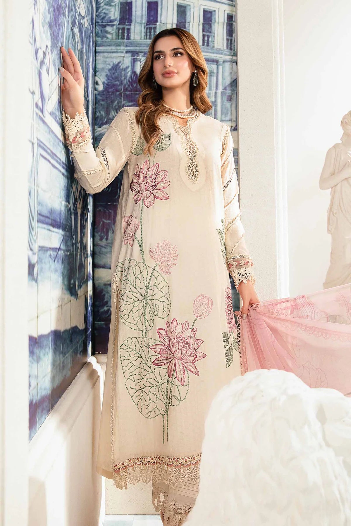 Maria B M Prints Embroidered Lawn 3 Piece Suit MAR166