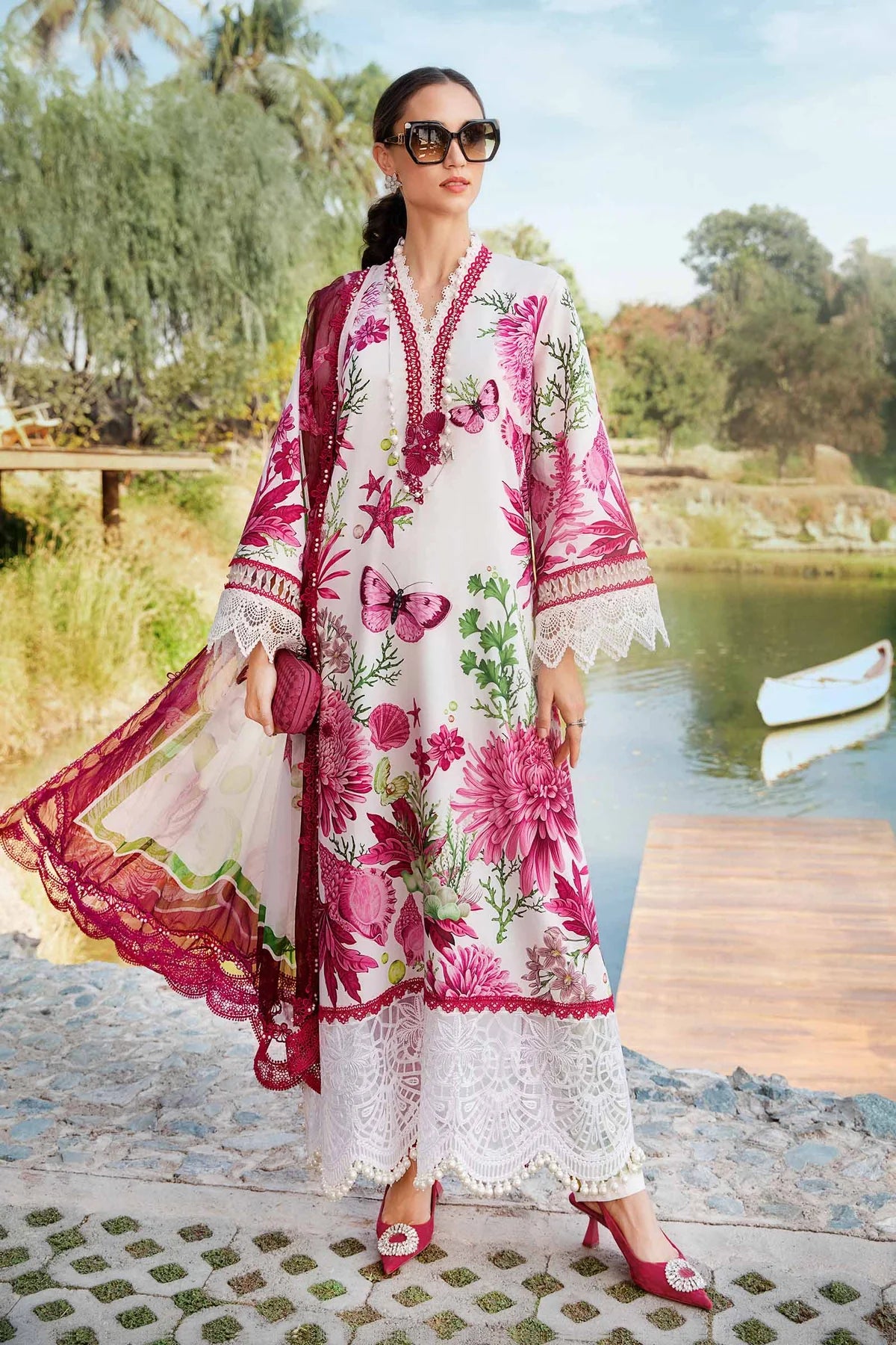 Maria B M Prints 10A Embroidered Lawn 3 Piece Suit MAR202