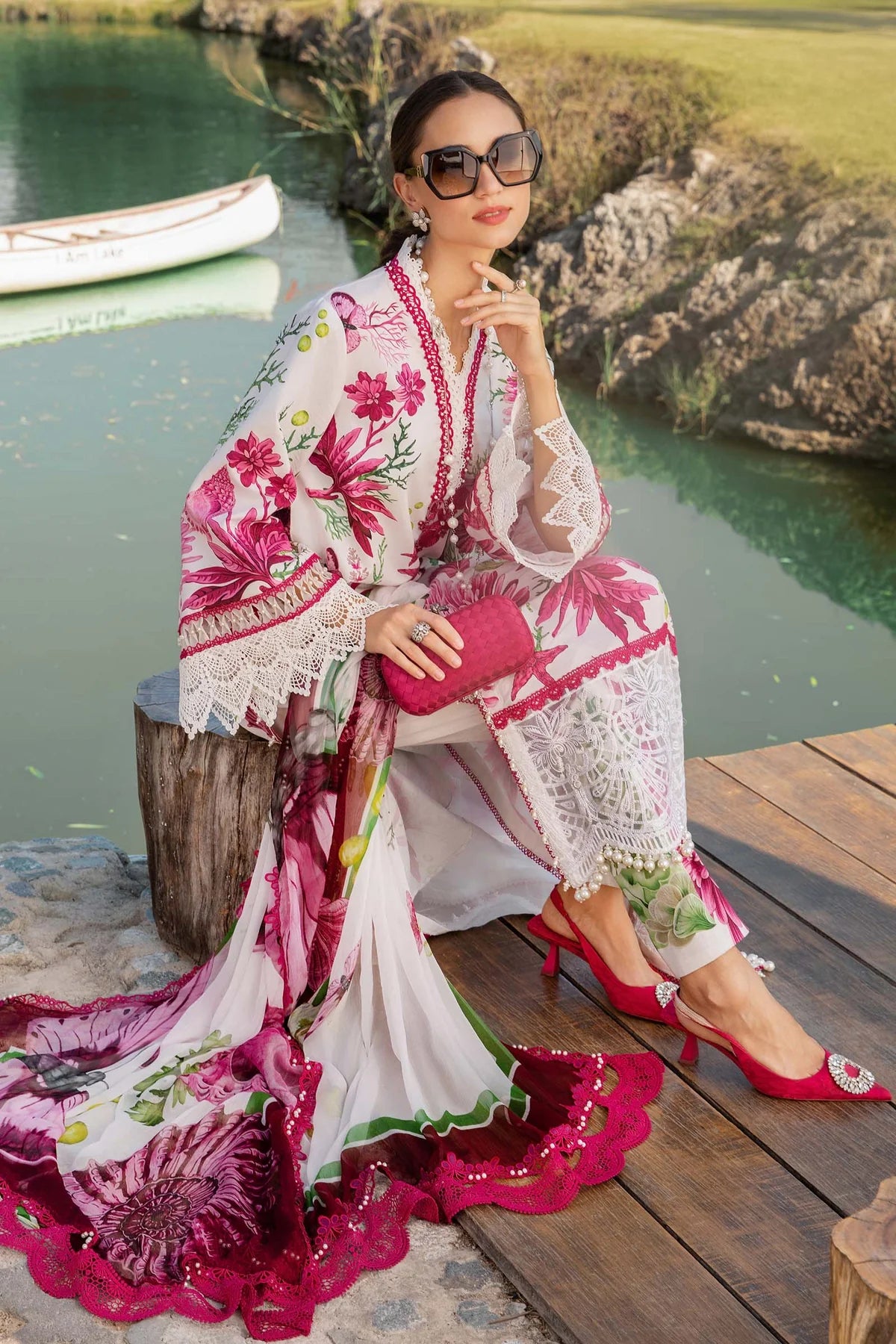 Maria B M Prints 10A Embroidered Lawn 3 Piece Suit MAR202