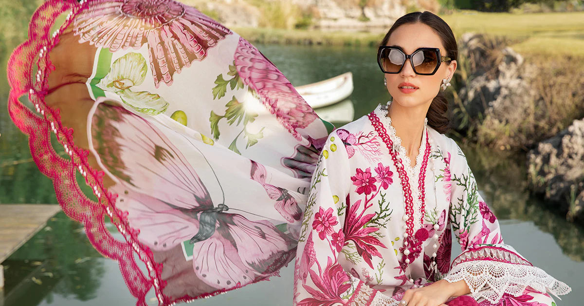 Maria B M Prints 10A Embroidered Lawn 3 Piece Suit MAR202