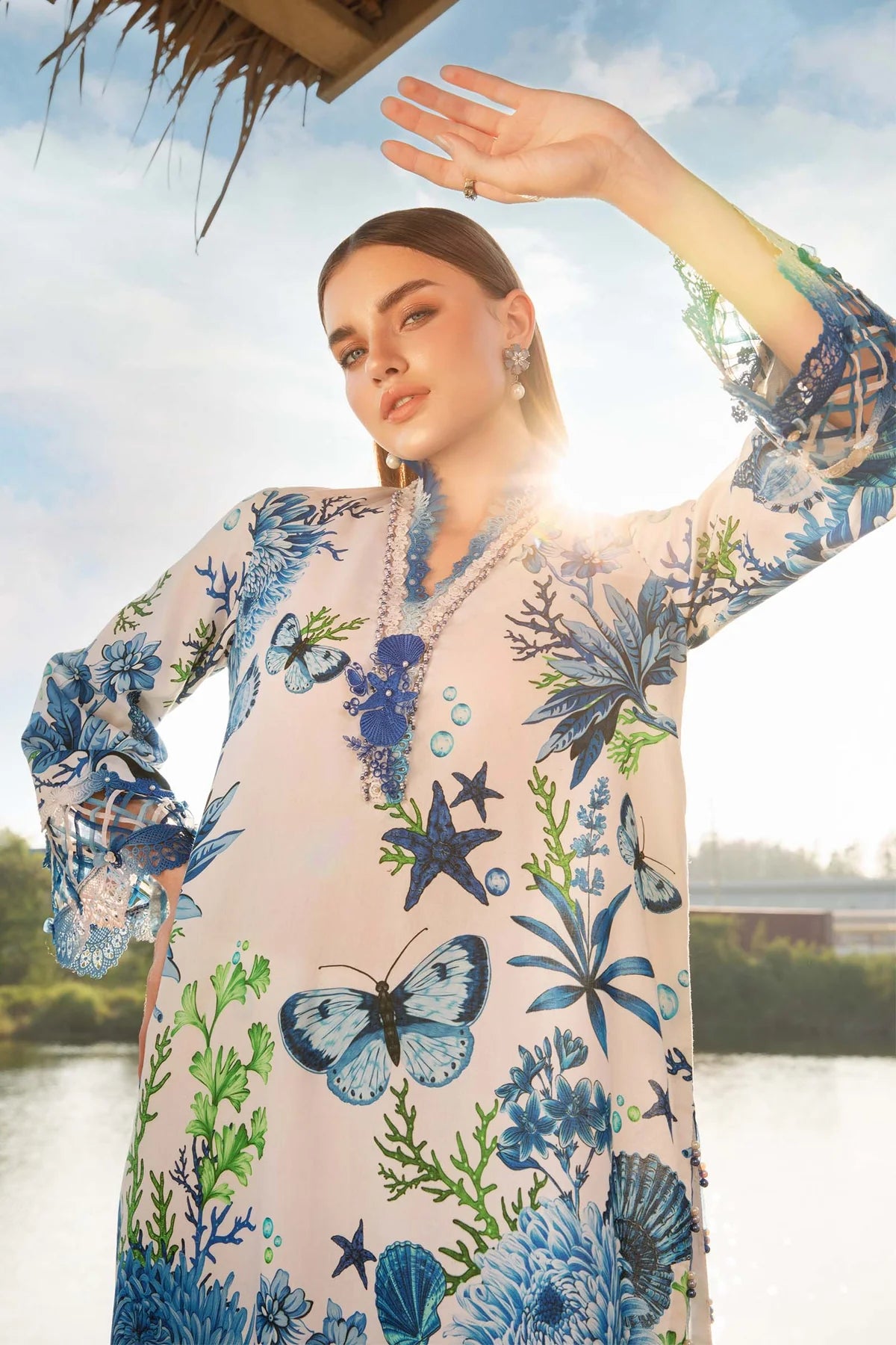 Maria B M Prints 10B Embroidered Lawn 3 Piece Suit MAR203