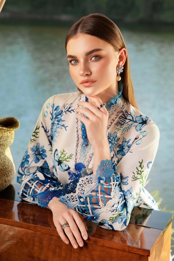 Maria B M Prints 10B Embroidered Lawn 3 Piece Suit MAR203