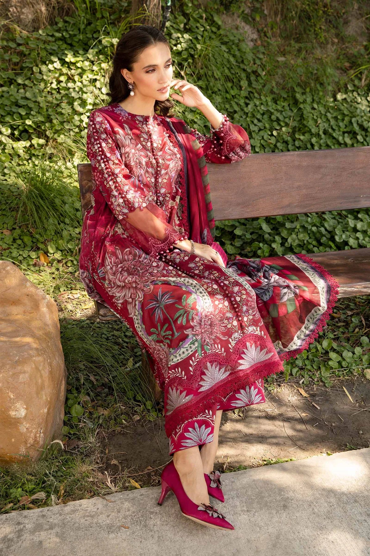 Maria B M Prints 14B Embroidered Lawn 3 Piece Suit MAR205