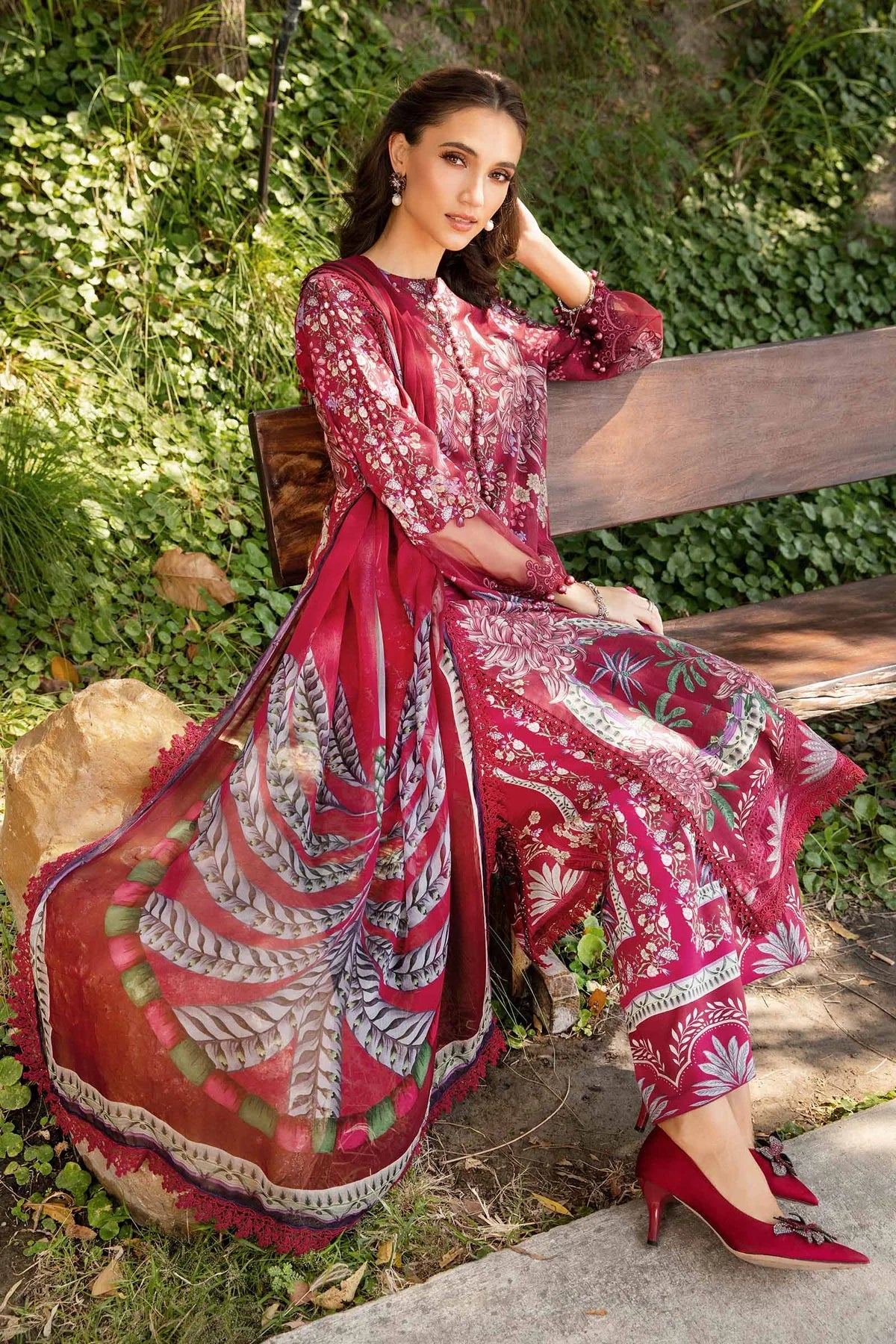Maria B M Prints 14B Embroidered Lawn 3 Piece Suit MAR205