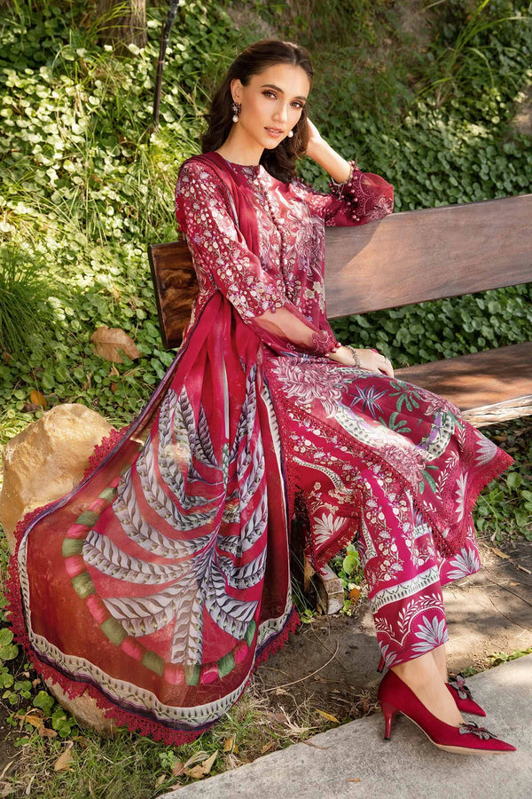 Maria B M Prints 14B Embroidered Lawn 3 Piece Suit MAR205
