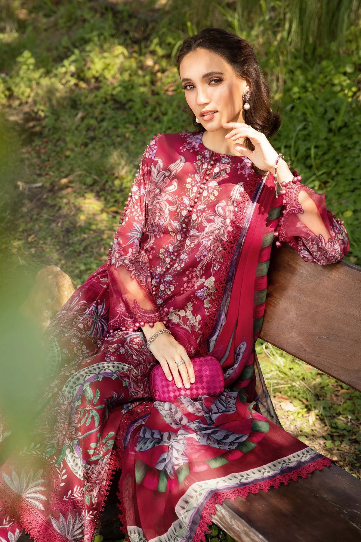 Maria B M Prints 14B Embroidered Lawn 3 Piece Suit MAR205