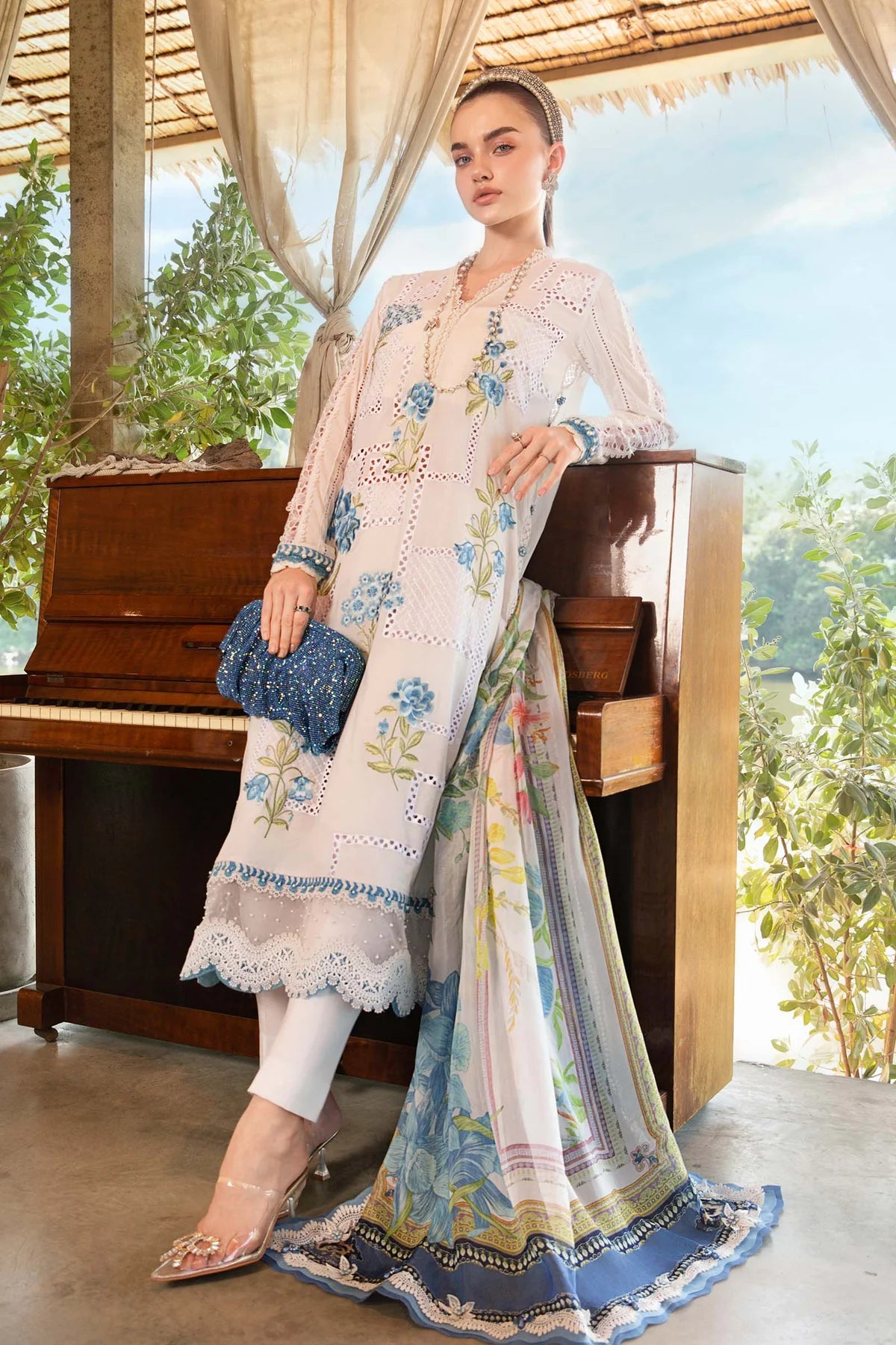 Maria B M Prints 1A Embroidered Lawn 3 Piece Suit MAR193