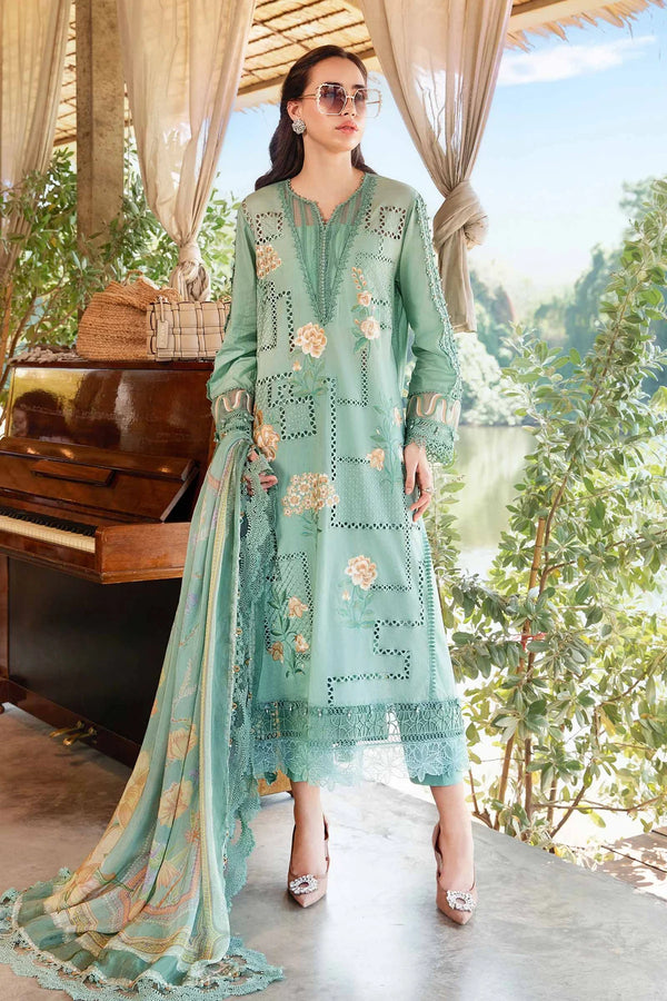 Maria B M Prints 1B Embroidered Lawn 3 Piece Suit MAR194