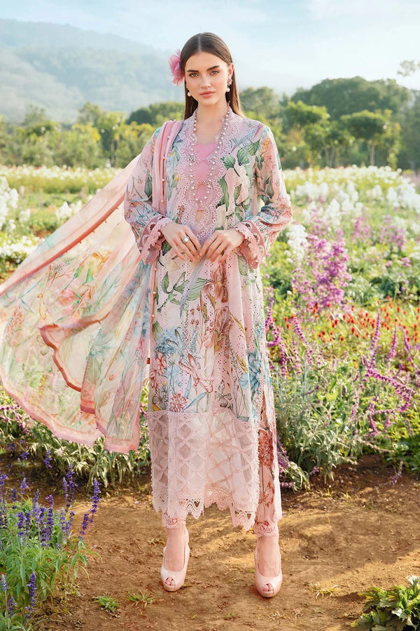 Maria B M Prints 2A Embroidered Lawn 3 Piece Suit MAR195