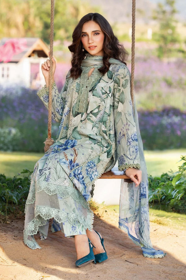 Maria B M Prints 2B Embroidered Lawn 3 Piece Suit MAR196