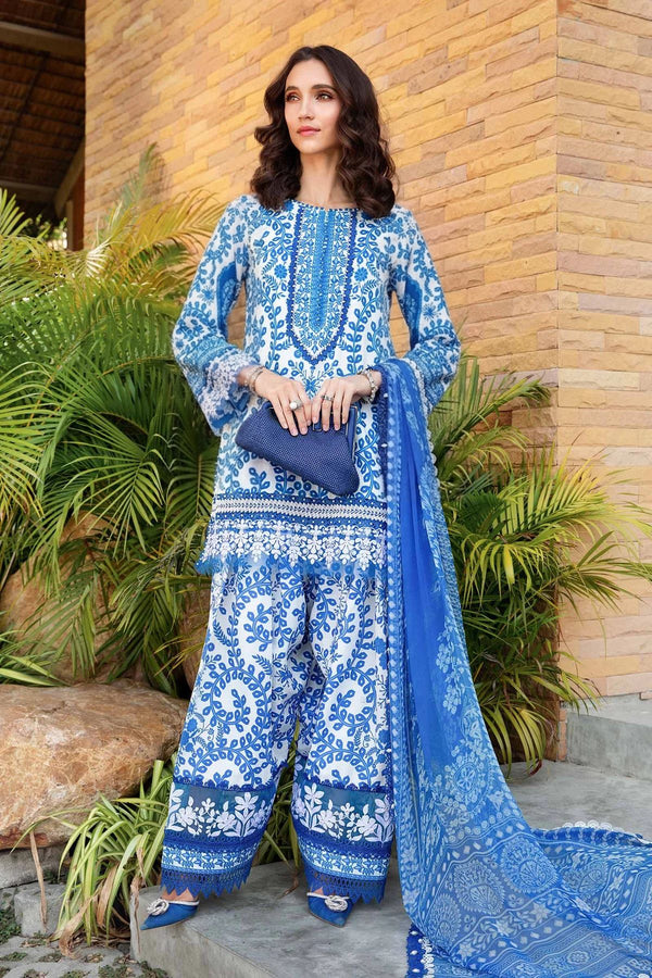 Maria B M Prints 4B Embroidered Lawn 3 Piece Farshi Shalwar Suit MAR198