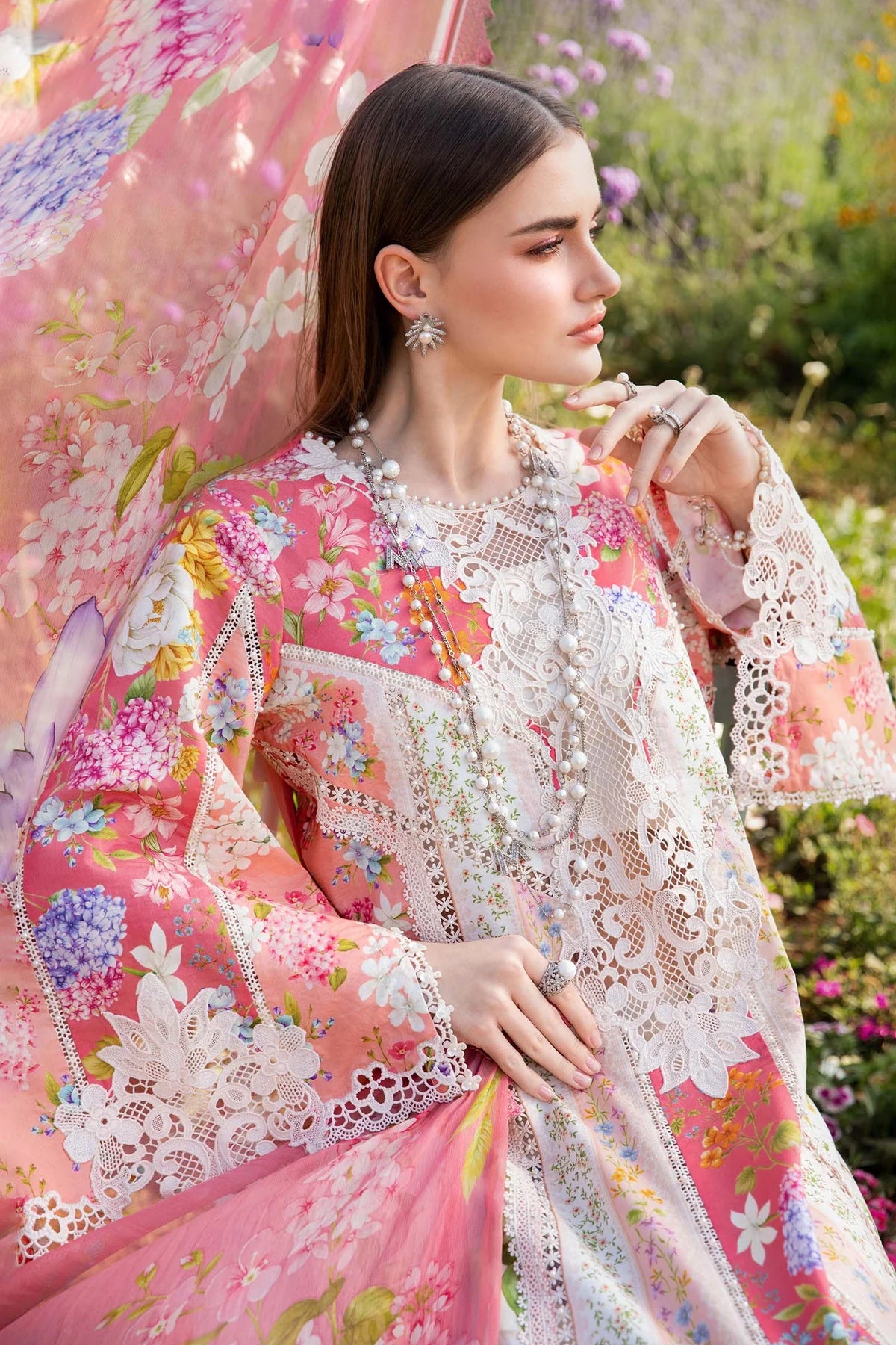 Maria B M Prints 9B Embroidered Lawn 3 Piece Suit MAR201