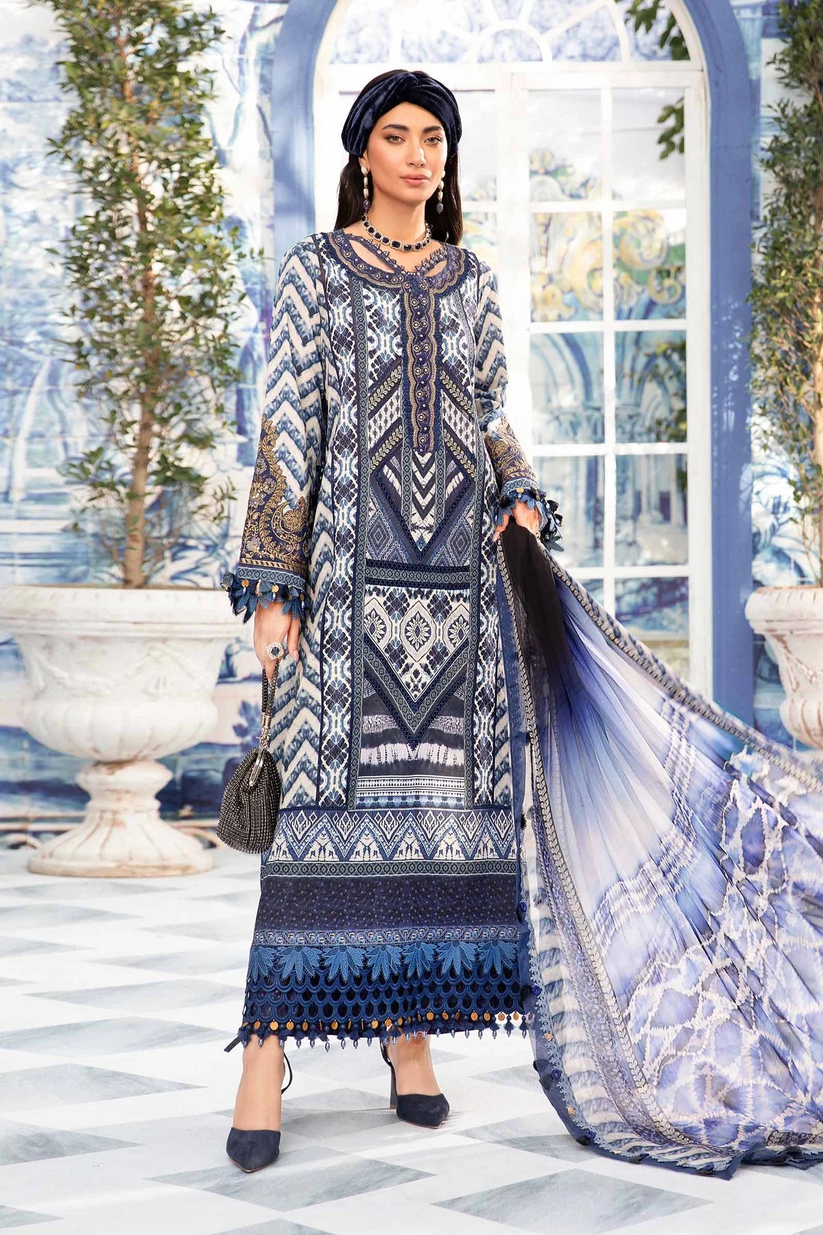 Maria B M Prints Embroidered Lawn 3 Piece Suit MAR172