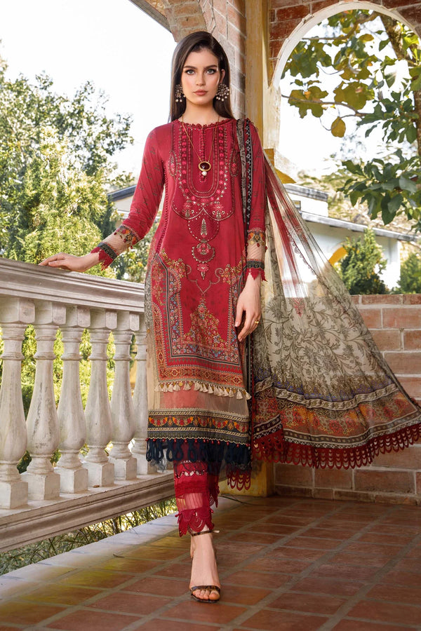 Maria B M Prints Embroidered Lawn 3 Piece Suit MAR177