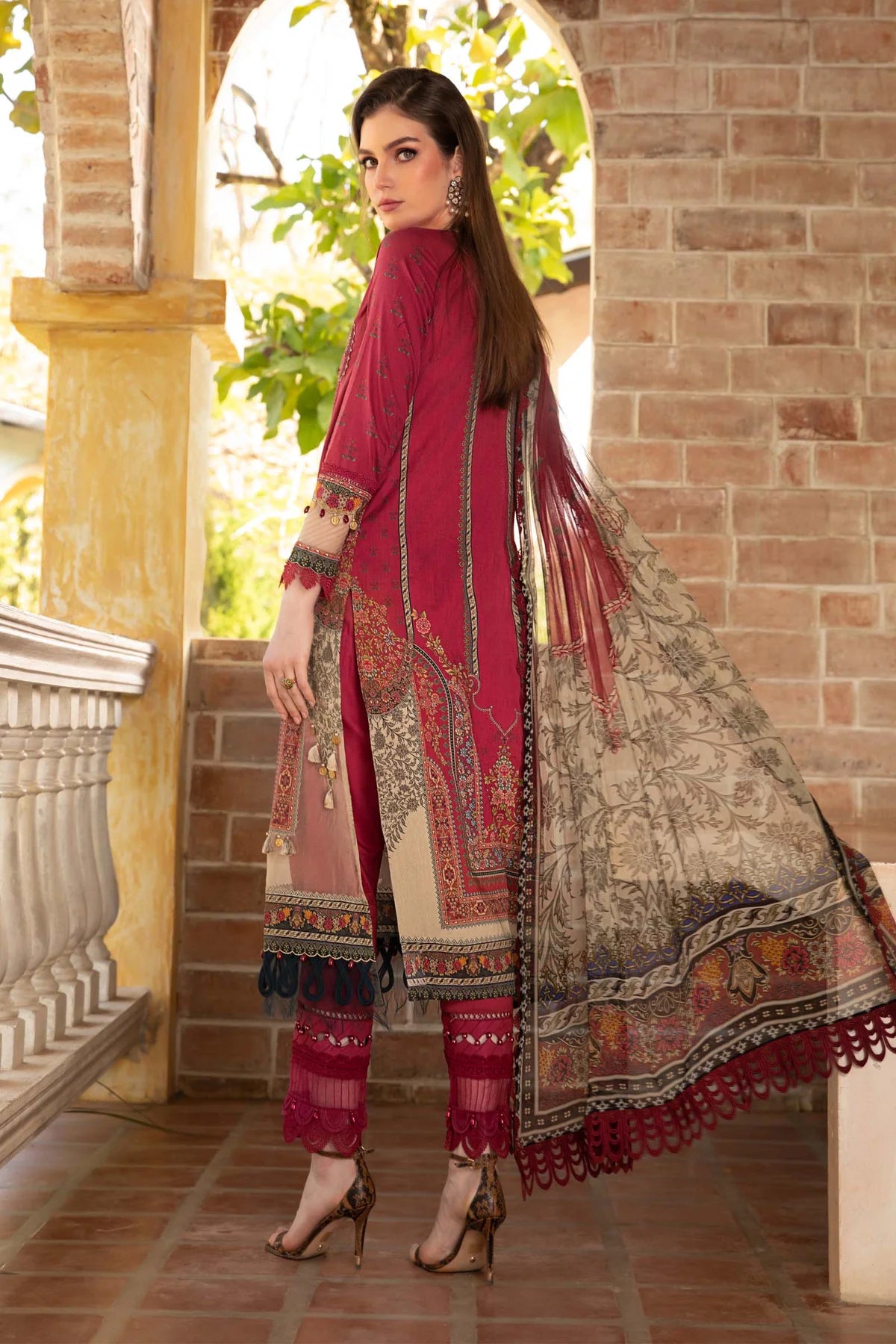 Maria B M Prints Embroidered Lawn 3 Piece Suit MAR177