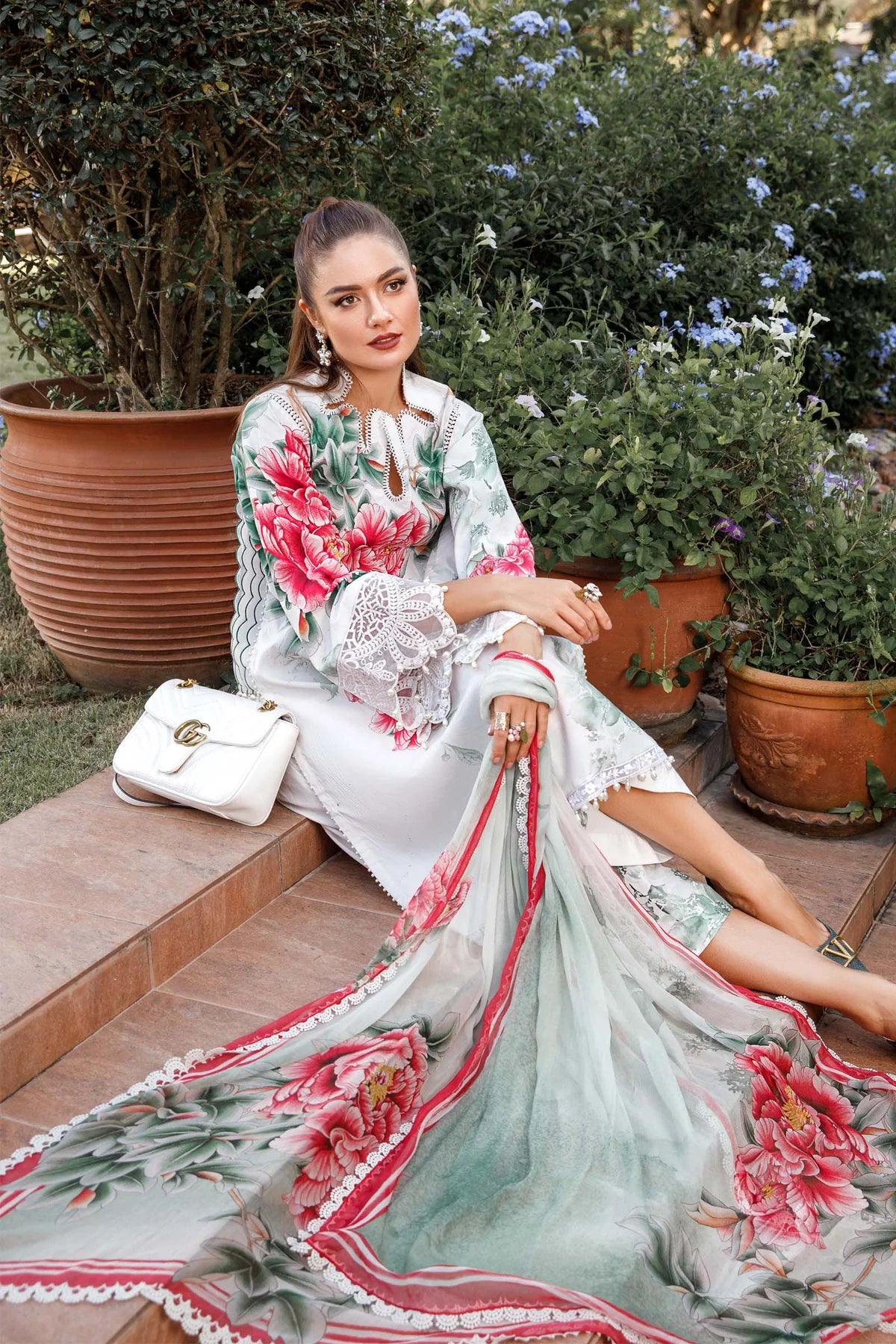 Maria B M Prints Embroidered Lawn 3 Piece Suit MAR174
