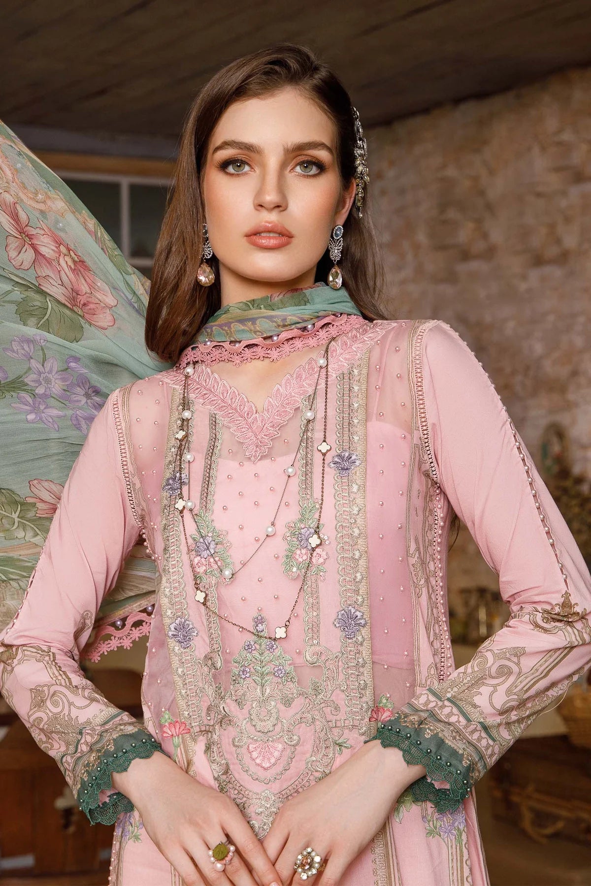 Maria B M Prints Embroidered Lawn 3 Piece Suit MAR175