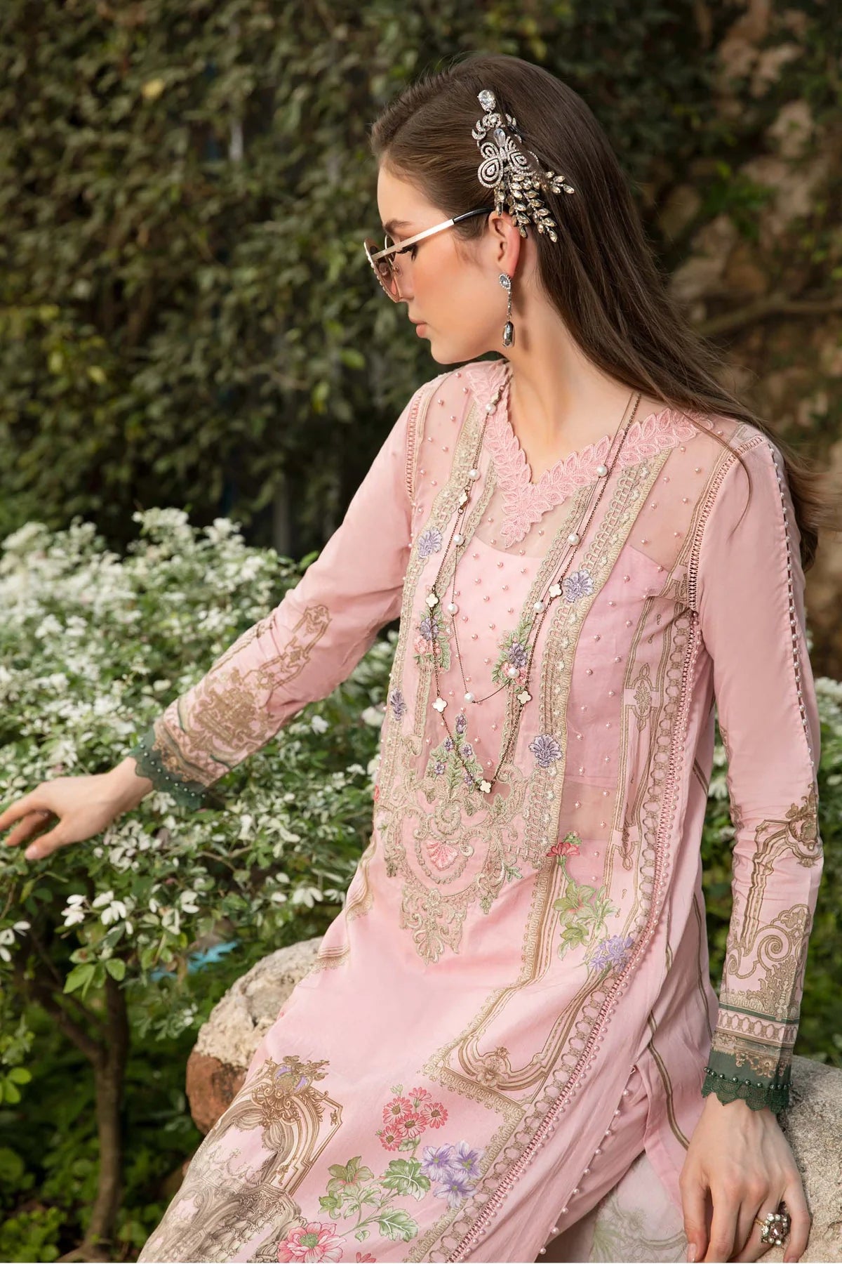 Maria B M Prints Embroidered Lawn 3 Piece Suit MAR175