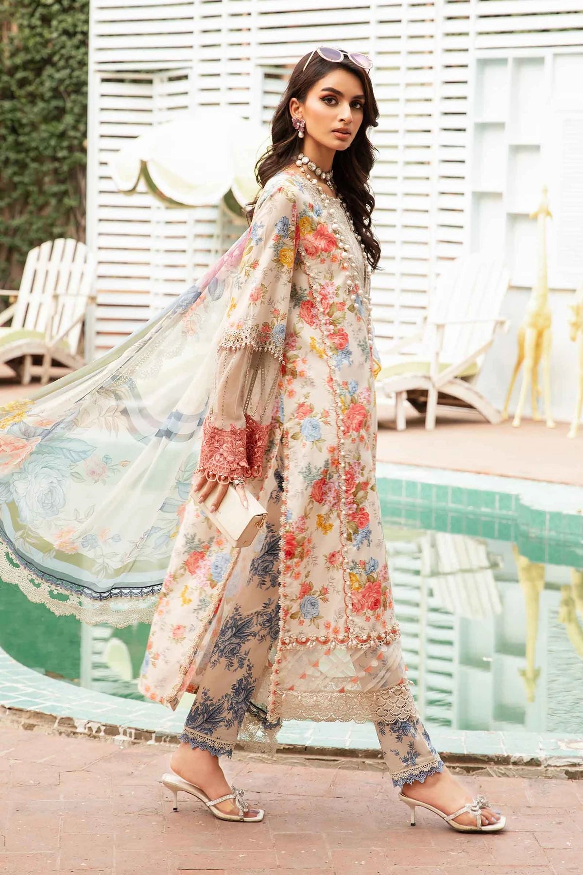 Maria B M Prints Embroidered Lawn 3 Piece Suit MAR169