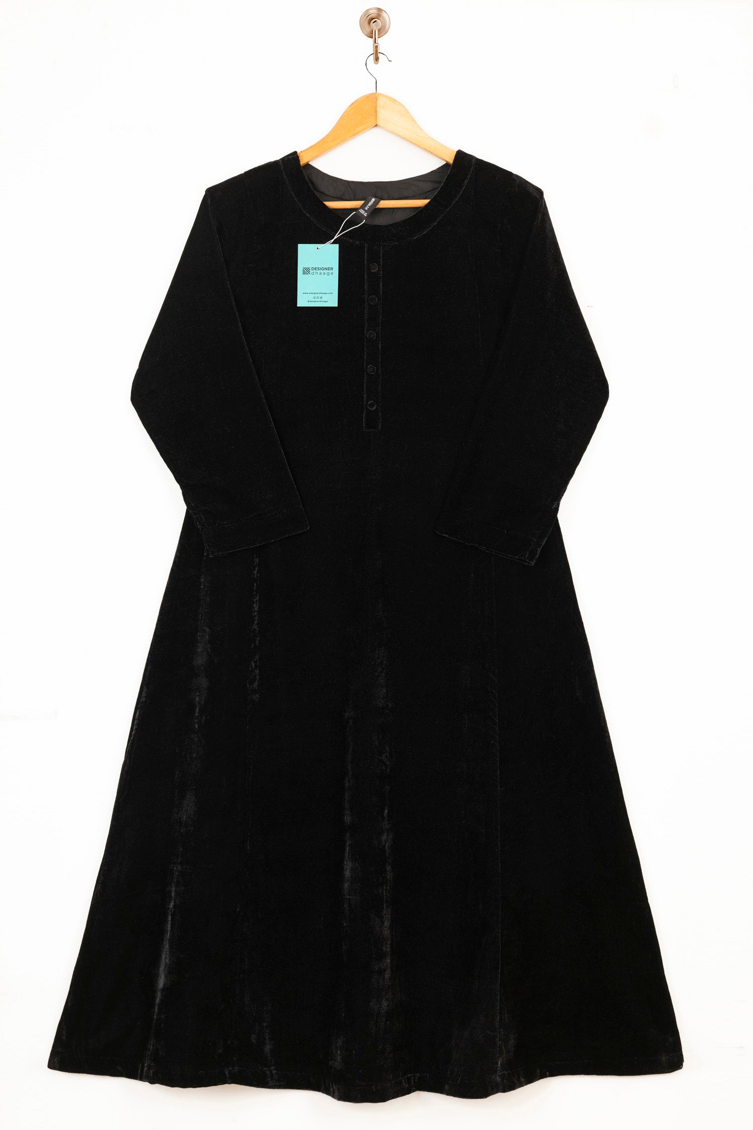 Mihrimah Velvet Dress and Trousers Black Set MIH113