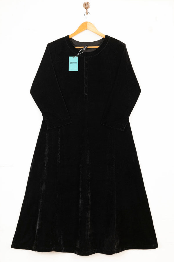 Mihrimah Velvet Dress and Trousers Black Set MIH113