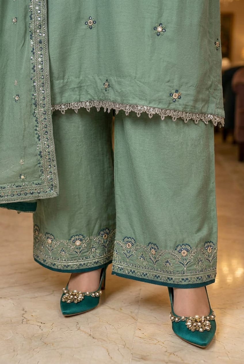 Mihrimah Embroidered Velvet 3 PIiece Suit MIH105