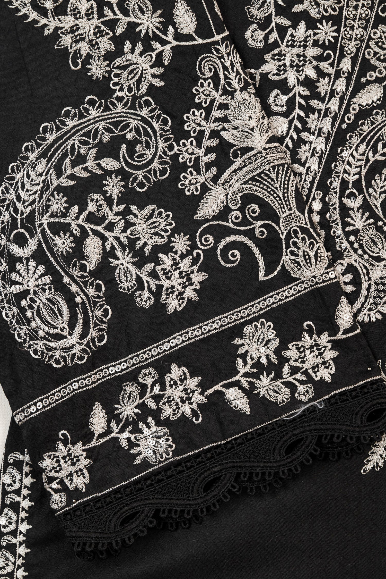 Mihrimah Embroidered Cotton Monochrome 3 Piece Suit MIH115
