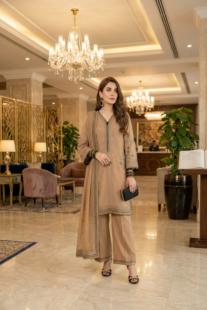 Mihrimah Embroidered Velvet 3 Piece Suit MIH103