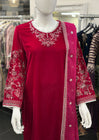 Mihrimah Embroidered Velvet Fuchsia Pink MIH107