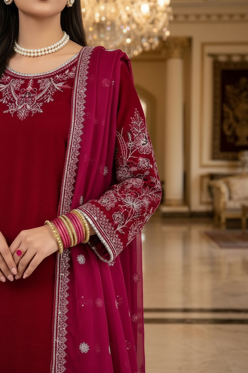 Mihrimah Embroidered Velvet 3 Piece Suit MIH107