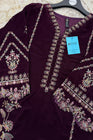 Mihrimah Embroidered Velvet Matt Plum MIH104