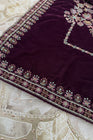 Mihrimah Embroidered Velvet Matt Plum MIH104
