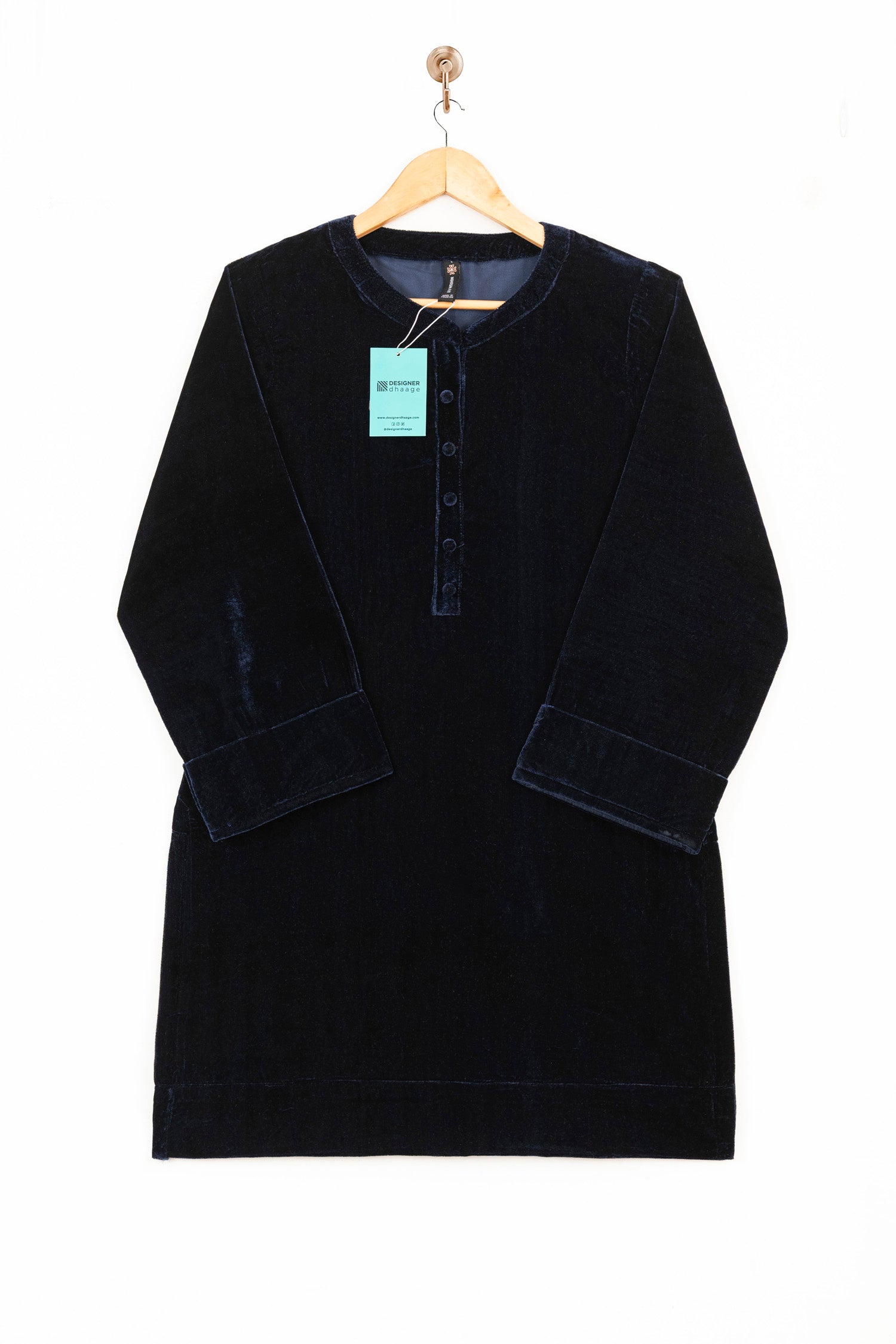 Mihrimah Velvet Shirt and Trousers Navy Set MIH109