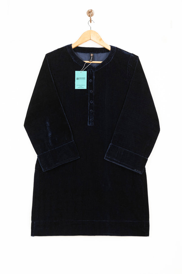 Mihrimah Velvet Shirt and Trousers Navy Set MIH109