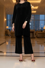 Mihrimah Velvet Shirt and Trousers Black Set MIH110