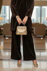 Mihrimah Velvet Shirt and Trousers Brown Set MIH111