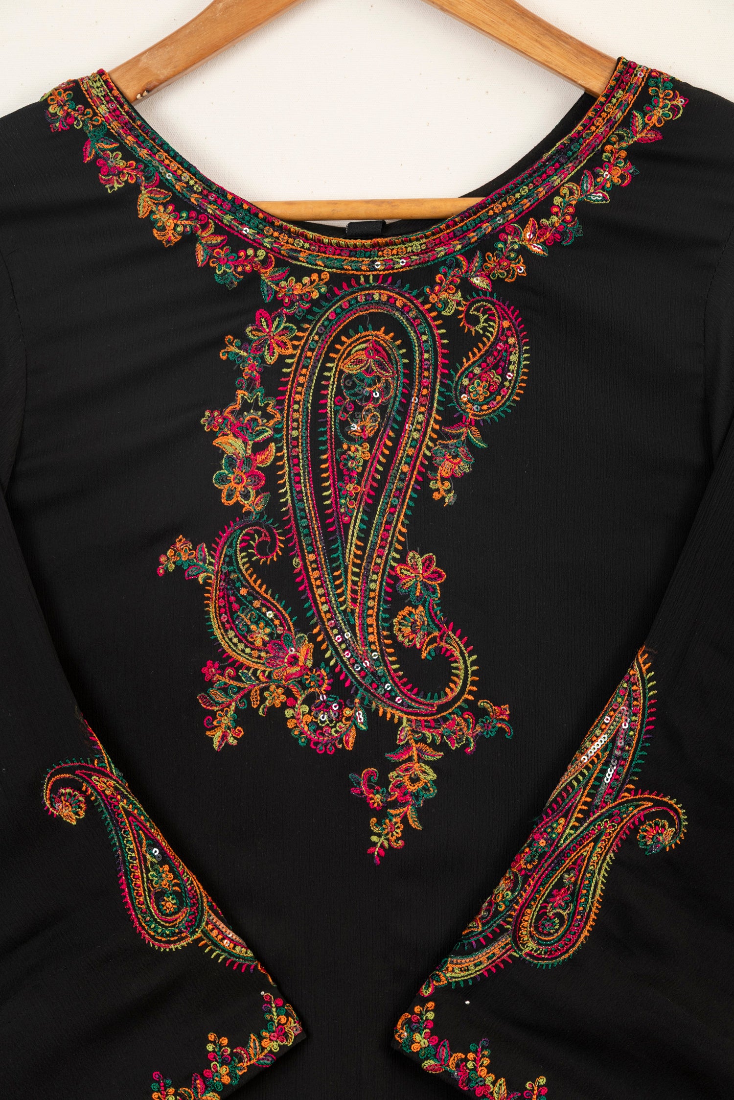 Mihrimah Embroidered Chiffon Black Dress MIH116