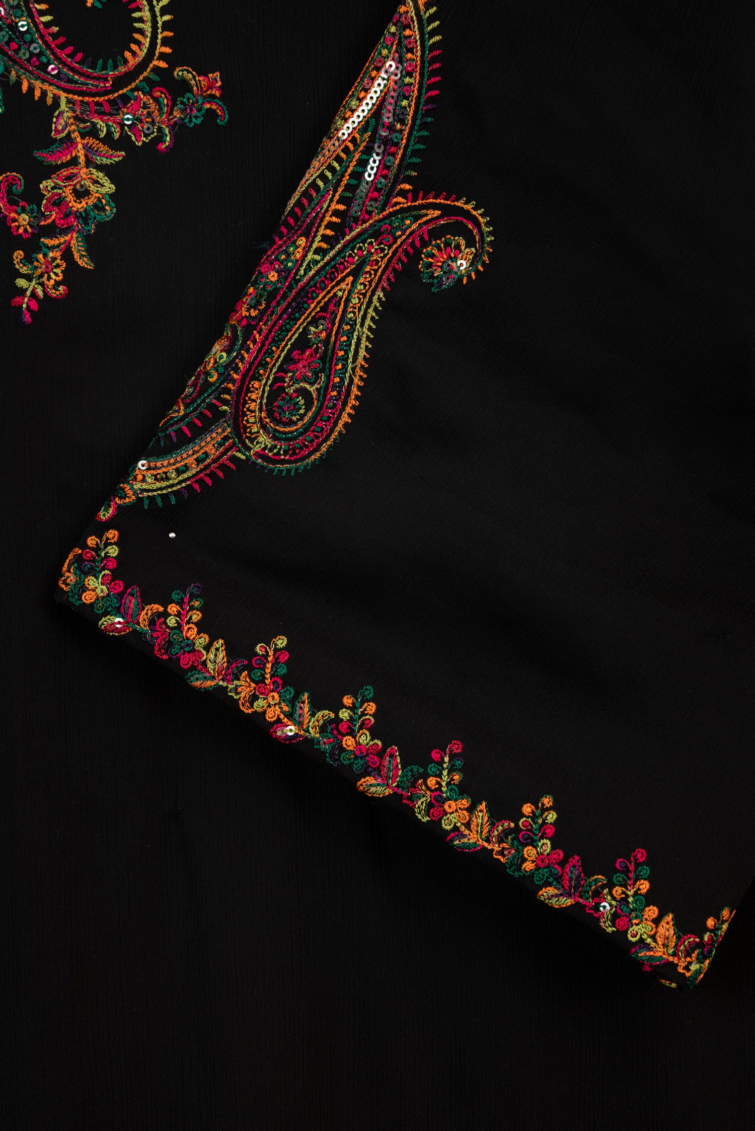Mihrimah Embroidered Chiffon Black Dress MIH116