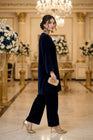 Mihrimah Velvet Shirt and Trousers Navy Set MIH109