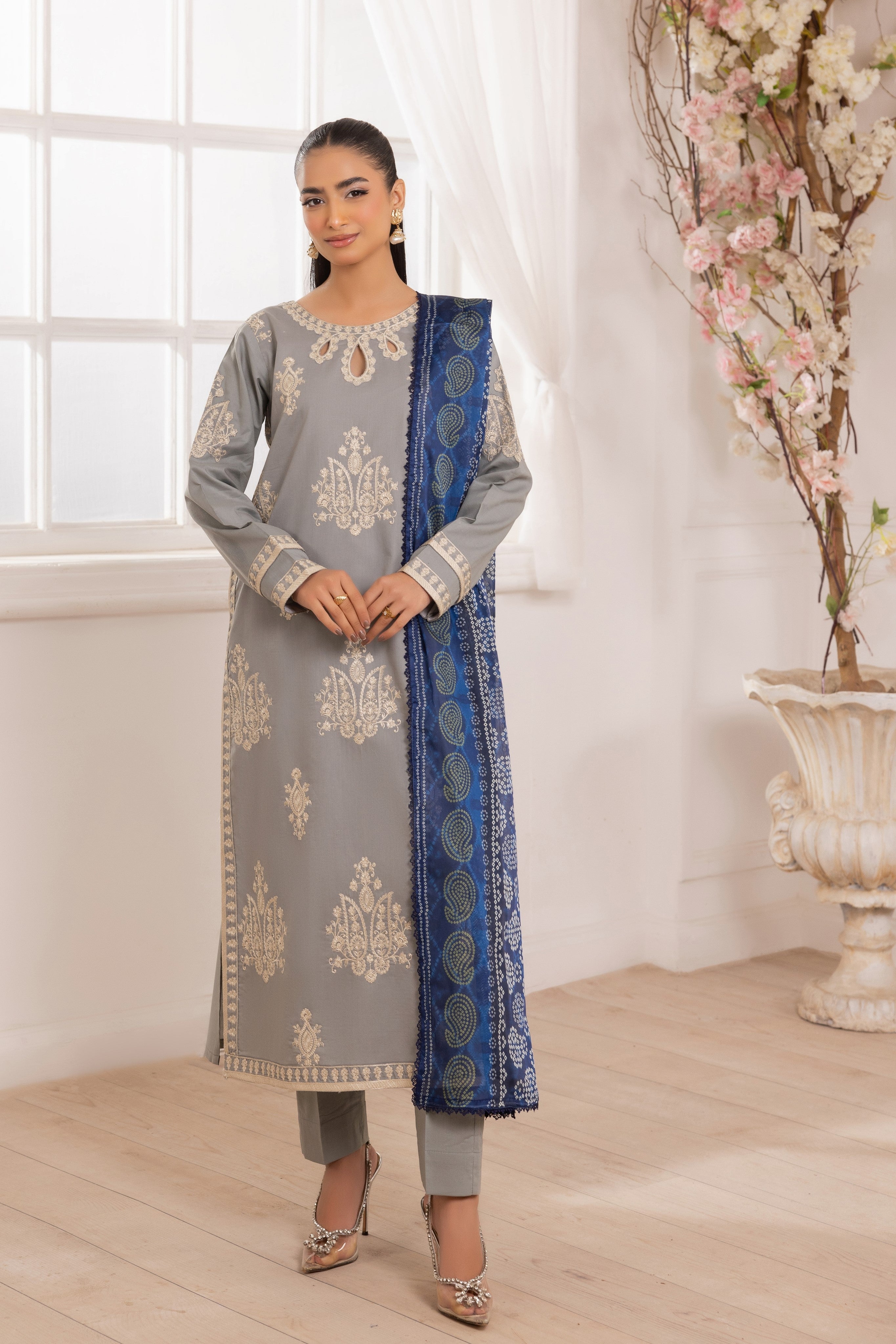 Mohagni Embroidered Cotton 3 Piece Suit MOH19