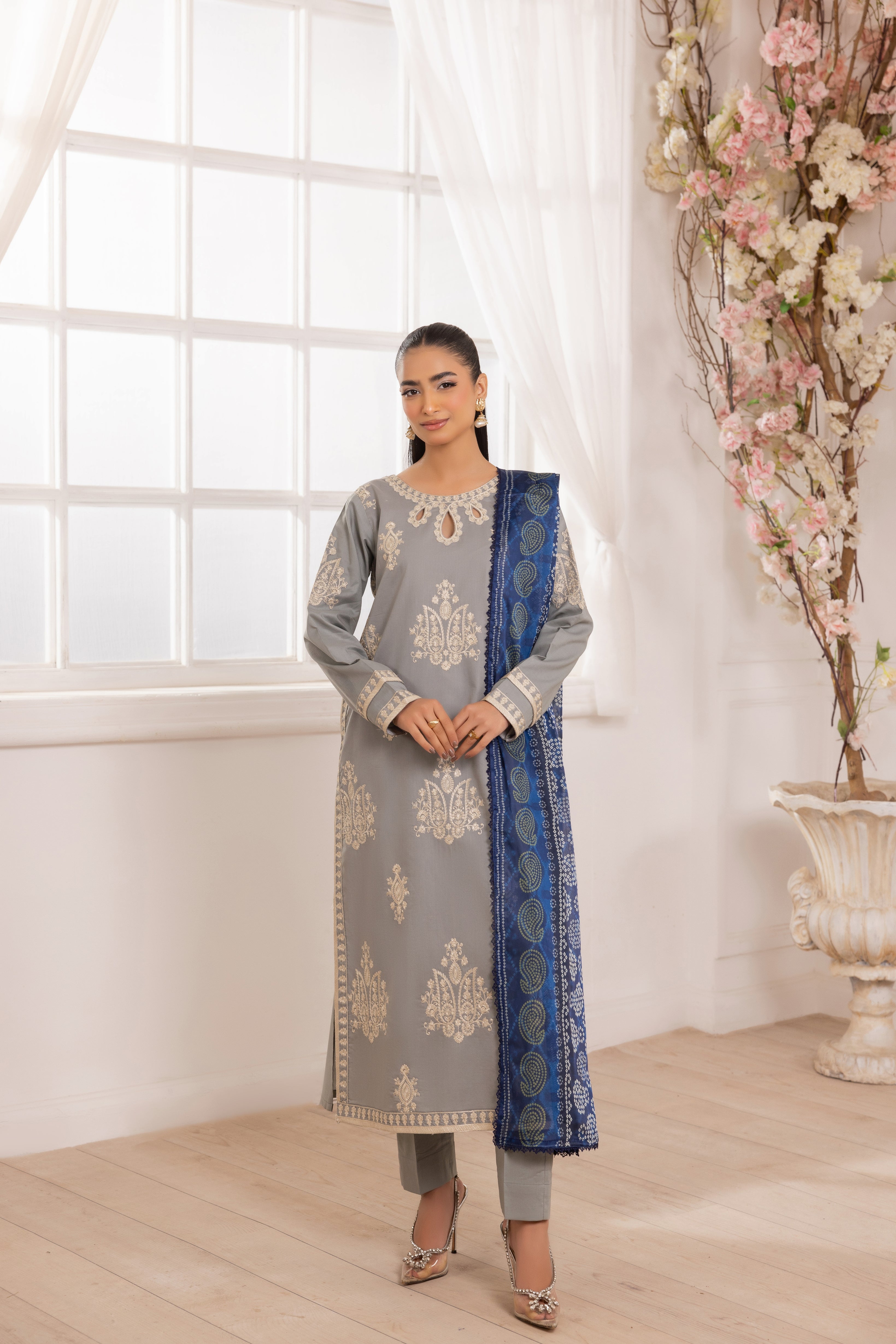 Mohagni Embroidered Cotton 3 Piece Suit MOH19