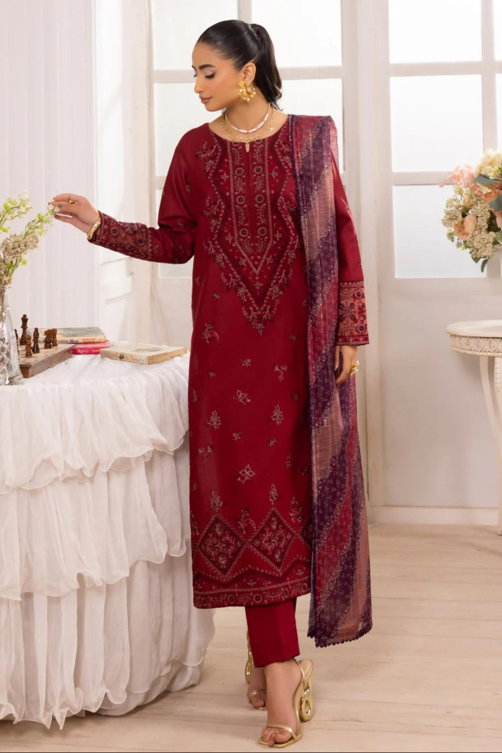 Mohagni Embroidered Cotton 3 Piece Suit MOH17